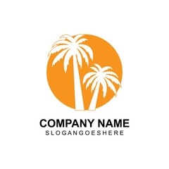 Palm tree summer logo template vector illustration