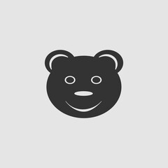 Smiling teddy bear icon flat.
