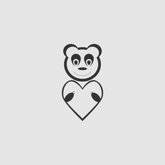 Bear Toy With Heart icon flat.