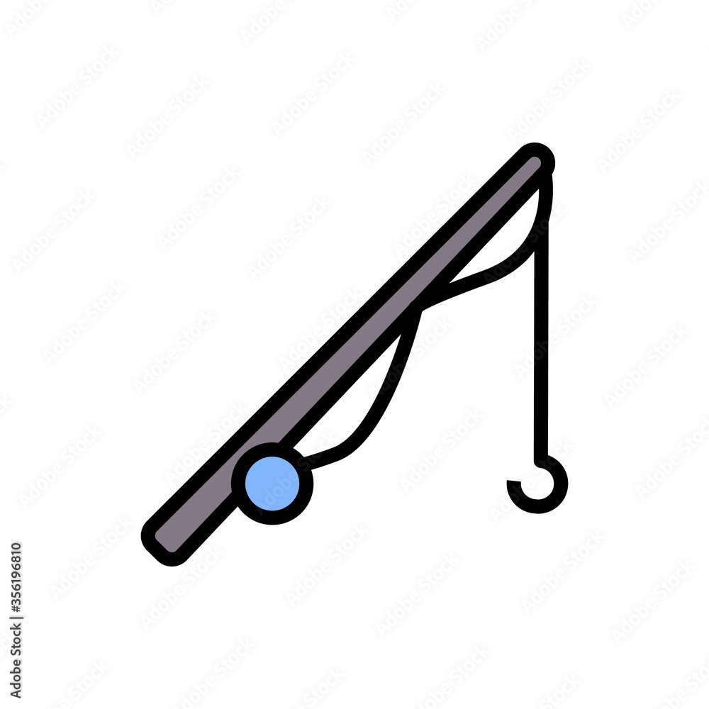 Poster fishing, rod icon. simple color with outline vector elements of free time icons for ui and ux, websi
