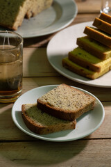 tea time with cake on the table.
