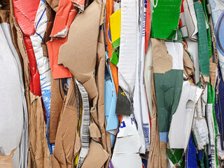 Waste paper, cardboard in pack, for recycling