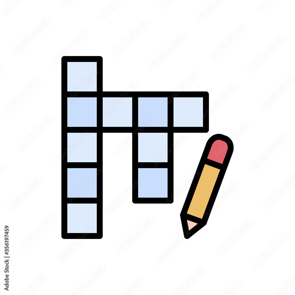 Sticker crossword, pencil icon. simple color with outline vector elements of free time icons for ui and ux, 