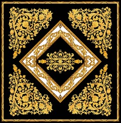 Scarf pattern, gold baroque