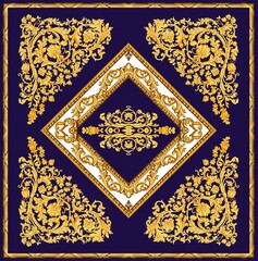Scarf pattern, golden ornament, gold baroque