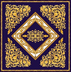 Scarf pattern, golden ornament, gold baroque