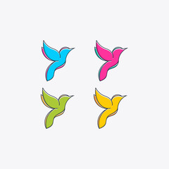 hummingbird logo design vector full line illustration