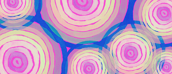 Abstract acrylic and watercolor circle painted background.