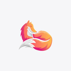 Fox logo design mascot vector illustration Creative