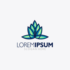 Colorful Lotus Flower Logo illustration icon concept