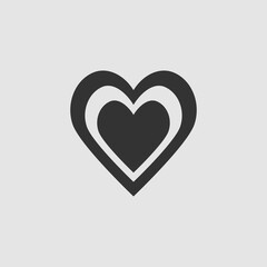 Heart in heart icon flat.