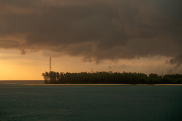sunset in the strait of the sea