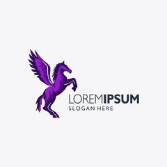 pegasus logo vector illustration horse with wing design concept