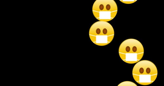 Emojis corona covid-19 face mask black  background