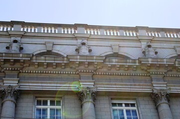 the exterior of an old building in the city