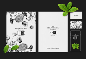 White Papers and Business Cards Smart Phone Mockup
