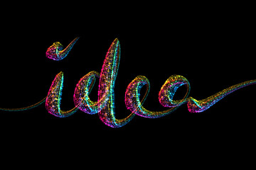 Idea word calligraphy made by colorful confetti, for prints, posters, web