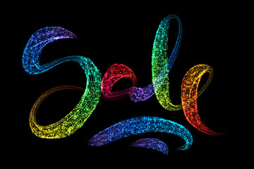 Sale handmade lettering, calligraphy made by colorful rainbow confetti, for prints, posters, web