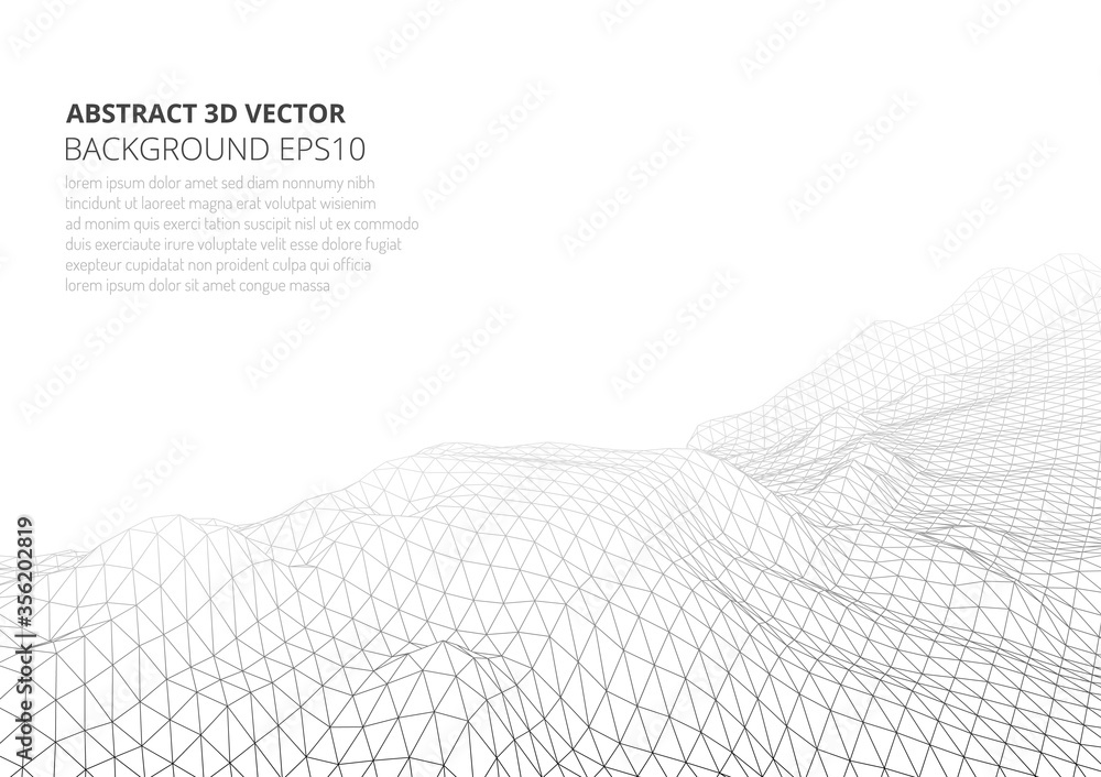 Poster abstract background in the style of low poly design. 3d landscape in virtual reality. space for text