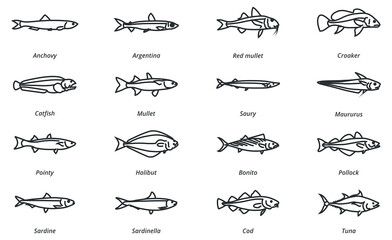 Fish linear icon. See fishing fish.