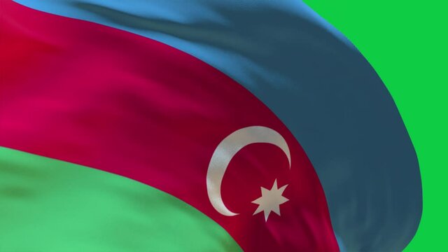 Azerbaijan flag ribbon transitions loop green screen 4k.mp4