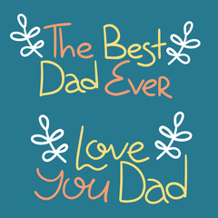 Vector hand drawn lettering Happy Father's Day. For sticker, postcard, greeting card, banner, icon, social media. Isolated vector object. 