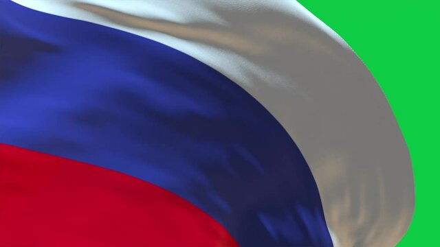 Russain flag ribbon transitions loop green screen 4k