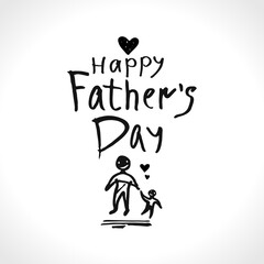 Happy Fathers Day greeting card. Vector Sketch Illustration. Hand drawn word.