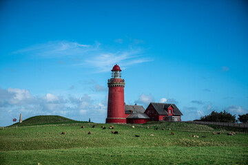 red lighthouse in denmark