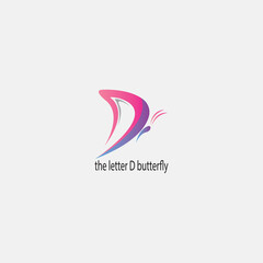 Fototapeta na wymiar letter D colorful creative logo illustration of a butterfly vector design