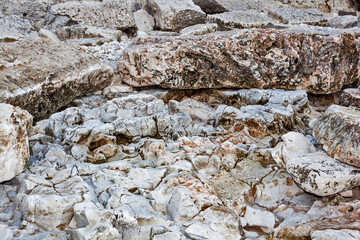 Playground on the rocks. Rocky embankment