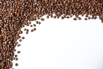 roasted coffee beans on a white background