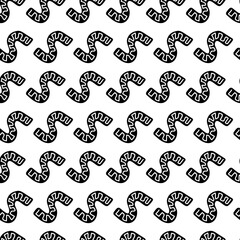 Vector seamless pattern in the form of curved thick black lines with thin stripes inside. Geometrical ornament. Stock illustration in Doodle style. Decorative ethnic pattern for fabric design, site