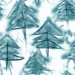 Seamless Pattern of Sketched Spruce.