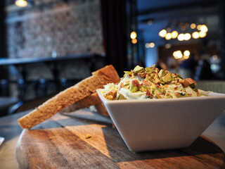 spread with nuts and toasted bread