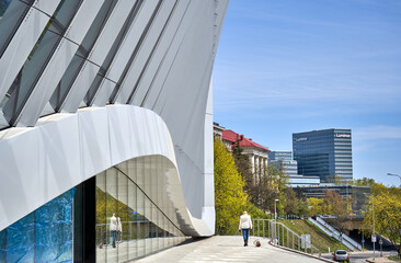 Modern office building in Vilnius. Luminor bank office in the background. 
