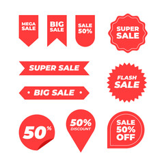 Collection of red discount stickers Vector Template
