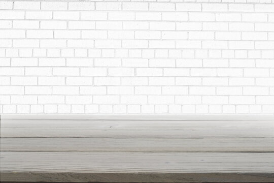 Fototapeta Abstract white brick and gray wood background texture