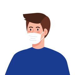 man with mask design of medical care and covid 19 virus theme Vector illustration