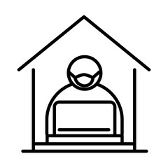 covid 19 coronavirus social distancing prevention, stay at home online education, outbreak spreading vector line style icon