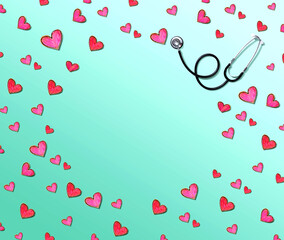Medical worker appreciation theme with hearts and stethoscope