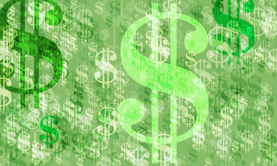 Green vector background with signs of dollars. Modern geometrical abstract illustration with banking symbols.