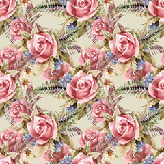 Floral Seamless Pattern with Roses.