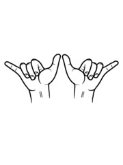 Fototapeta premium Handzeichen 2 Hände Shaka locker Surfer Hawaii 