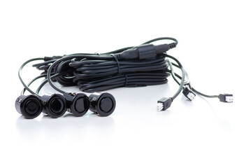 Car parking sensors on white background isolation