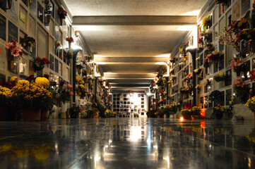 A columbarium in a cemetery to maintain the memory of the deceased.