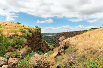 Gamlya canyon against the blue sky in Israel