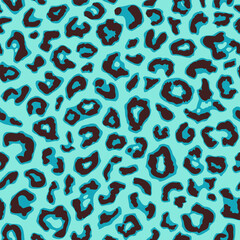 Seamless leopard fur pattern. Fashionable wild color leopard print background. Modern panther animal fabric textile print design. Stylish vector color illustration