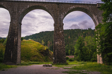 2 arches of the 37 meter high Ravenna bridge (Ravennabrucke) viaduct crossing the Ravenna Gorge...
