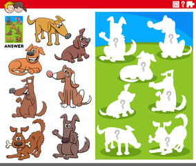 matching shapes game with cartoon dog characters
